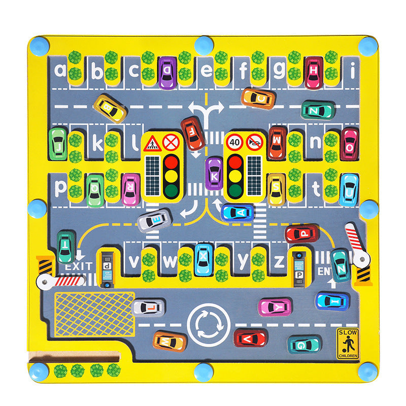 Wooden Magnetic Maze & Learning Boards for Kids Parking Maze