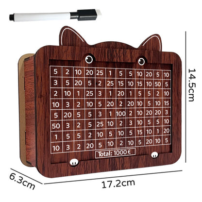 Wooden Savings Box with Money Counter Cat Printed 1k EUR