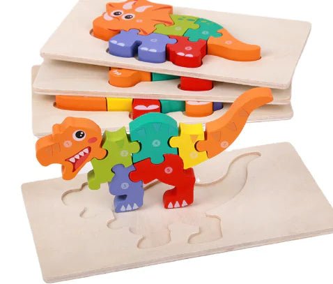 Build & Learn: Wooden Montessori Educational Toys - 3D Puzzle Set! 🧩🦕🌳