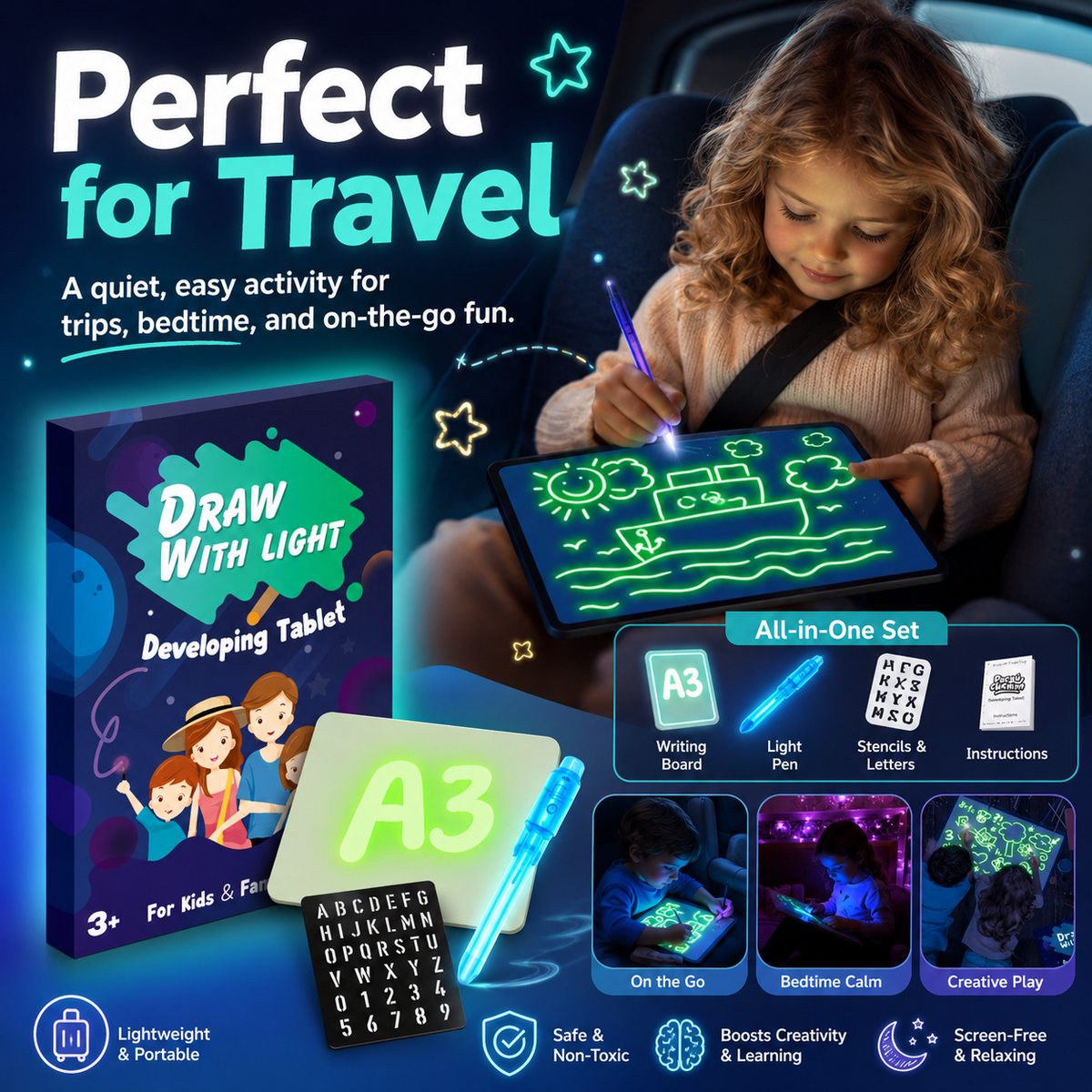 LED Drawing Board for Kids Ages 4–6