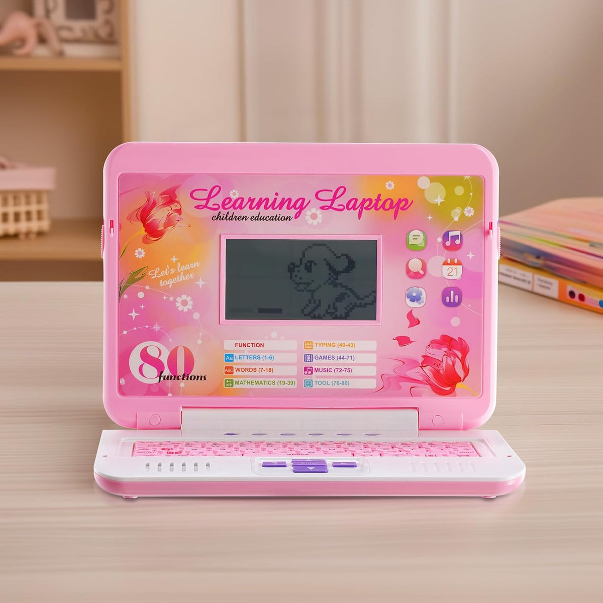 Pink Kids Learning Laptop Toy with Mouse