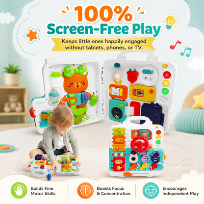 3-in-1 Montessori Busy Board Sensory Toy for Toddlers 1–3