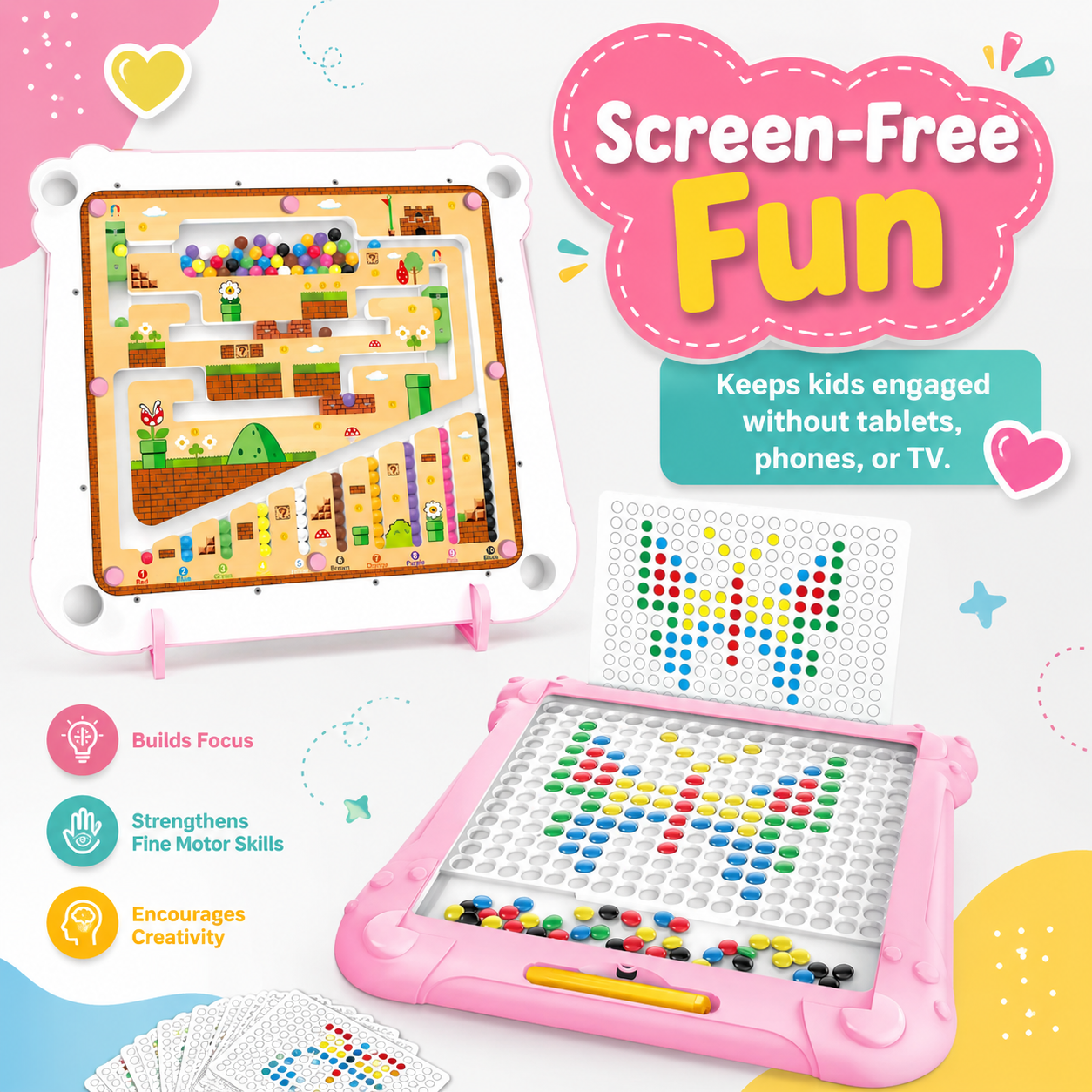Magnetic Maze Board for Ages 3–6 — Math & Color Learning | 2-in-1