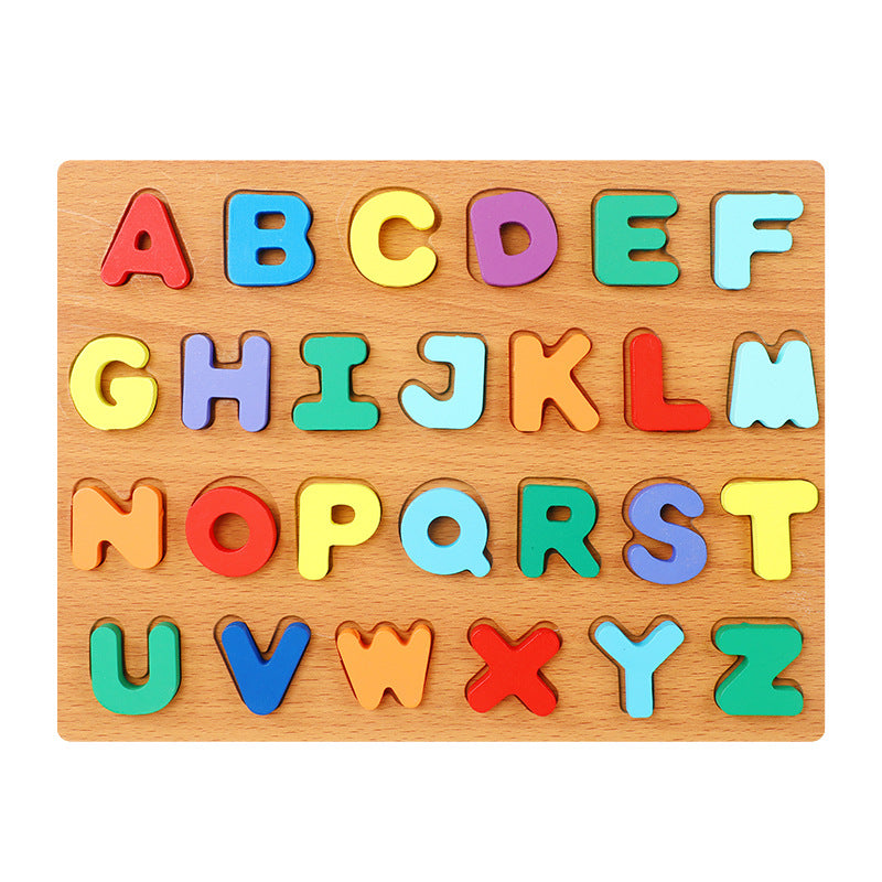 Wooden Alphabet Number Shape Puzzle Board Capital