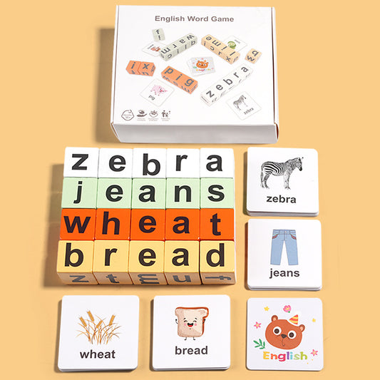 Montessori Spelling Card Game for Kids 20pcs Word Puzzle MDF 68Cards