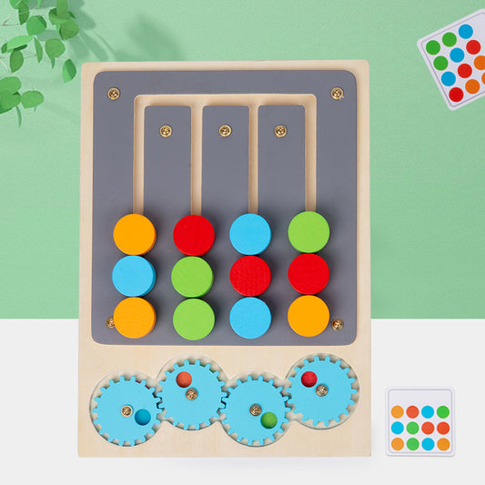 Wooden Rotating Four-Color Matching Puzzle