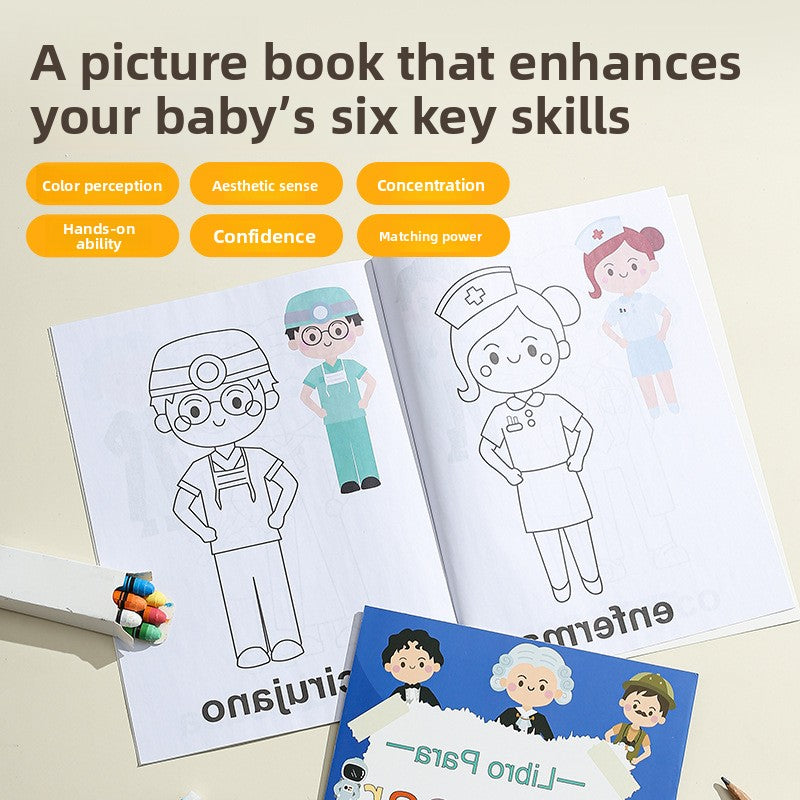 A4 Spanish Early Childhood Educational Cognitive Coloring Book Simple Drawing Doodle Book 16 Pages