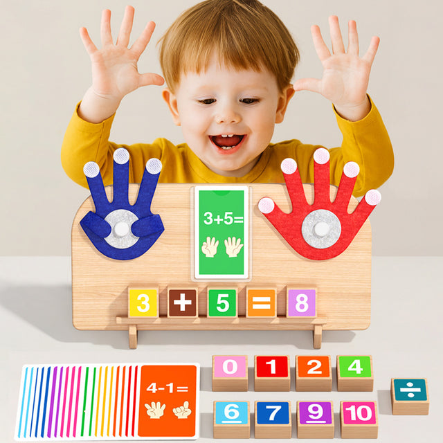 Wooden Finger Counting Toy & Math Boards: Represent Numbers and Arrange Equations