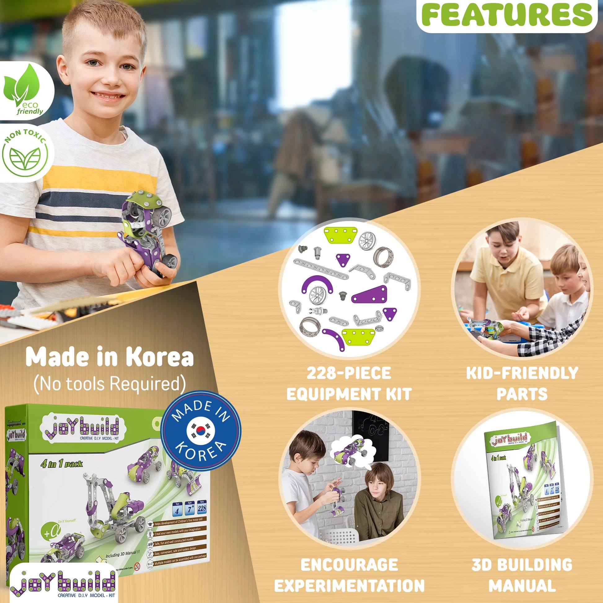 Stem Building Toys for Kids, Fun Creative Set 4 in 1, Stem Construction Building Gift Toys for Boys & Girls Ages 8 to 12 - 67 Pcs