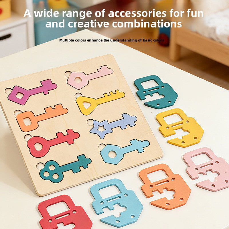Wooden Key-Lock Matching Puzzle