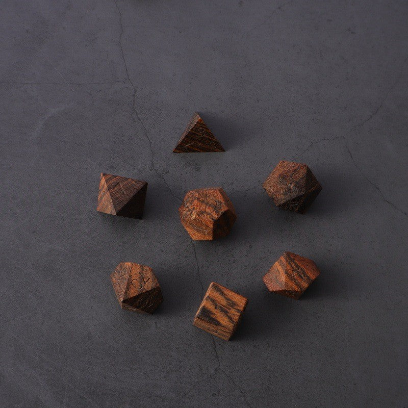 Wooden Polyhedral Dice Set for Math Games