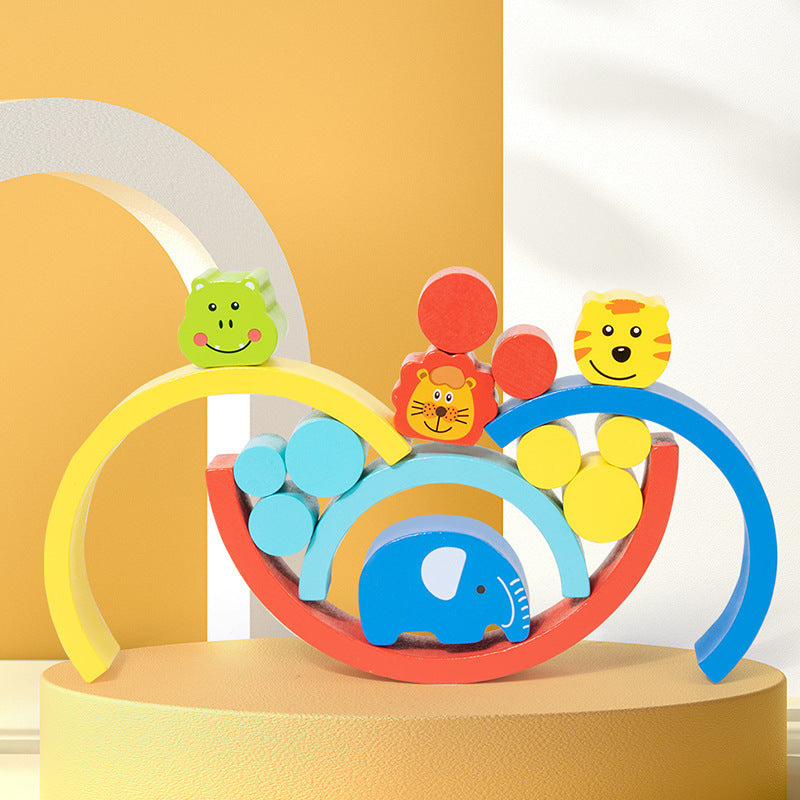 Wooden Balance Stacking Blocks Toy Rainbow balance building blocks