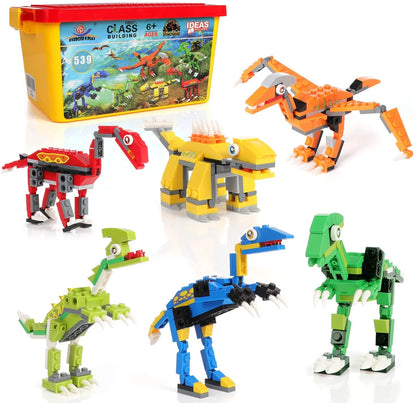 Dinosaurs Building Set Toys, 6-IN-1 Dinosaur Building Blocks Set for Boys, Creative STEM Toy, Birthday Gifts for Girls Kids Ages 6-12