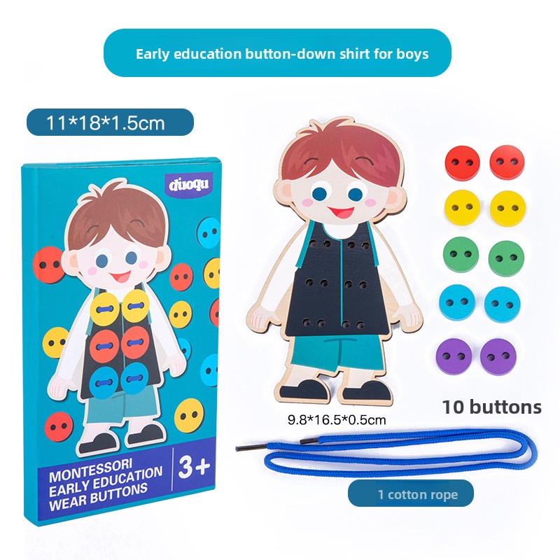 Wooden Shoelace & Button Practice Boards
