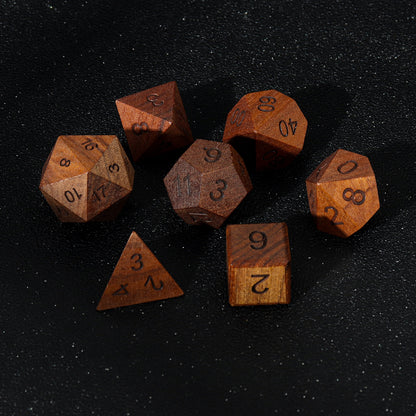 Wooden Polyhedral Dice Set for Math Games