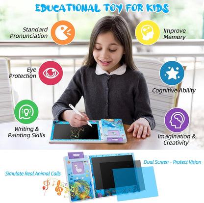 Talking Flash Cards for Toddlers 2-4 Years, 112 Flash Cards 224 Sight Words Speech Therapy Toys with LCD Writing Tablet, Talking Doodle Board Educational Learning Toys Gifts, School Supplies