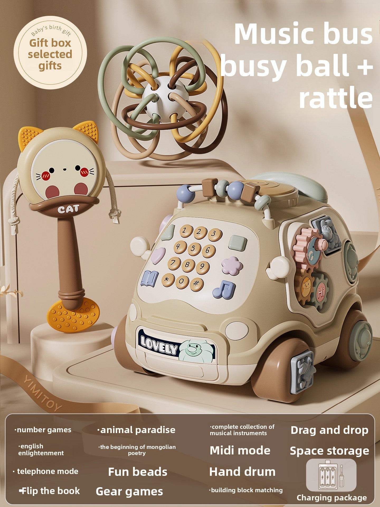 Baby Hand Drum Toy for Early Music Play