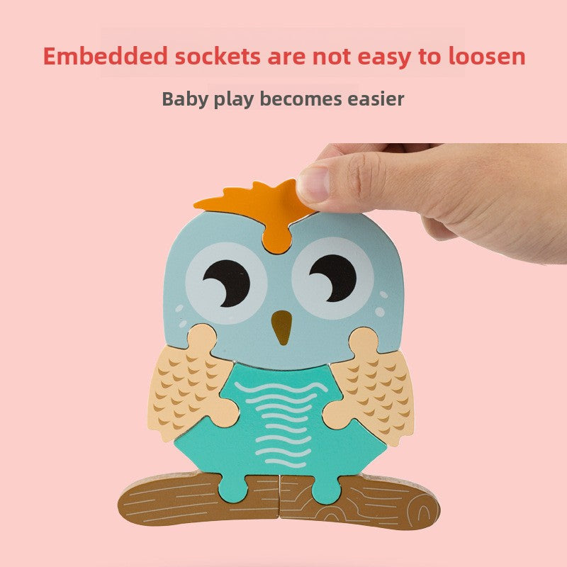 Wooden 3D Cartoon Puzzle Toy for Kids