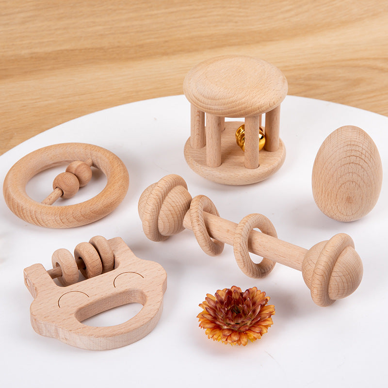 Wooden Baby Rattle Instruments – Bell & Shaker Options