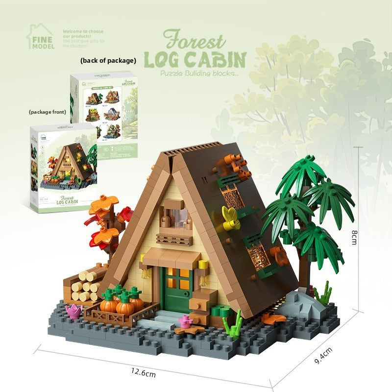 Mini City Street Building Blocks Set Pastoral wooden house 721 particles