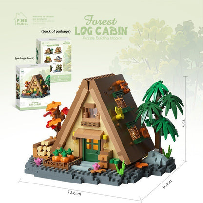 Mini City Street Building Blocks Set Pastoral wooden house 721 particles