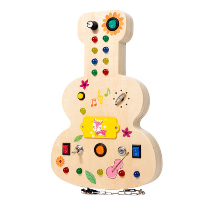 Wooden Sensory Busy Board for Kids Guitar style
