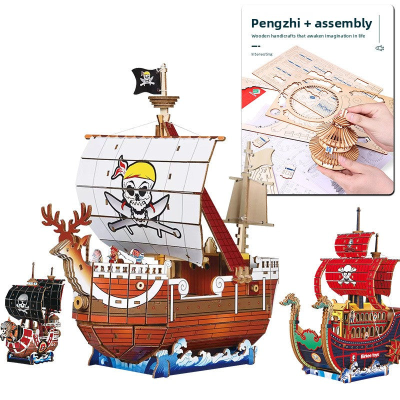 Wooden Ship 3D Puzzle Kit for Kids