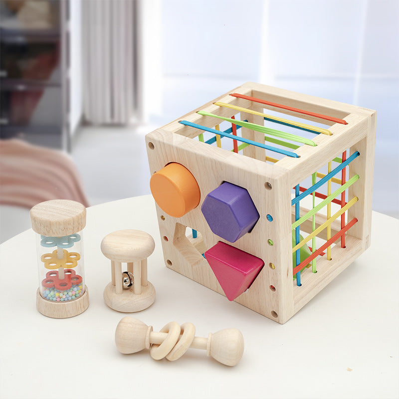Wooden Shape Sorting Toy for Toddlers Wood color