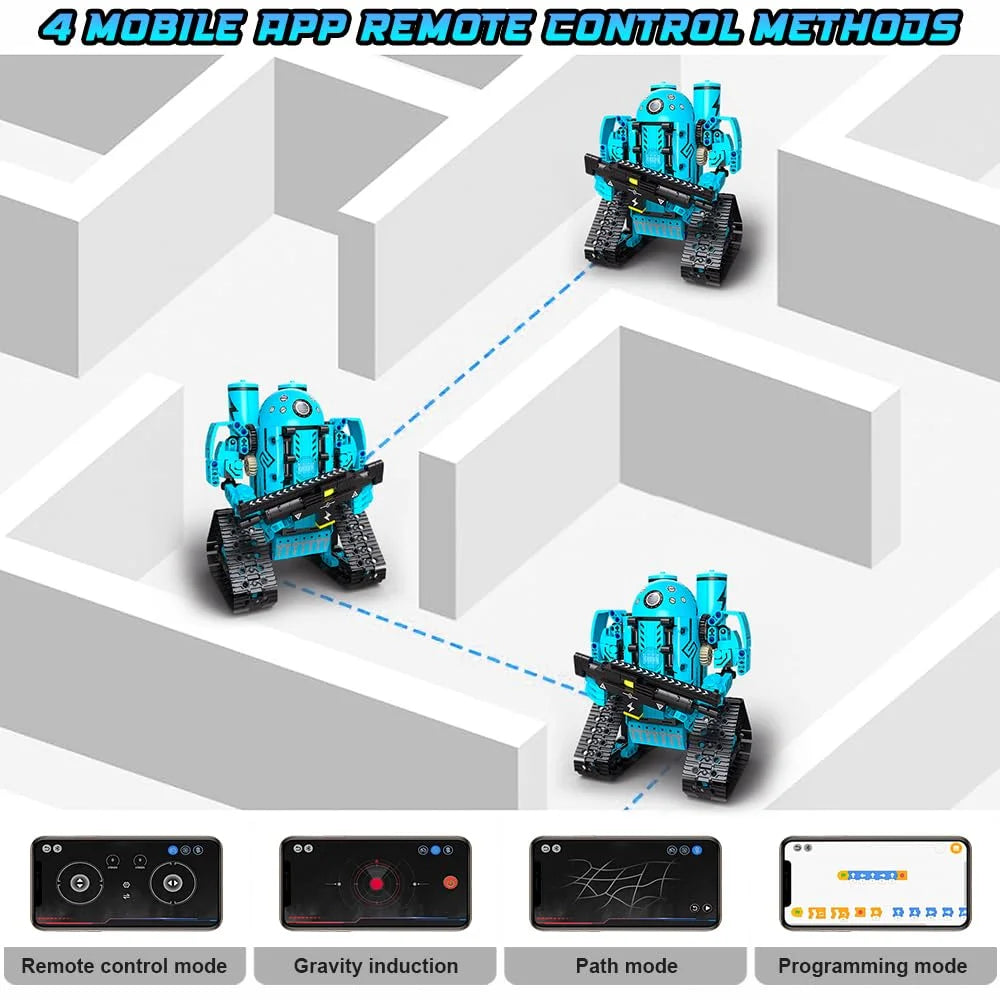 5 in 1 RC Robot Building Set, 444Pcs APP & Remote Control Rechargeable Building Toys Gift for Boys Girls Age 6-12+ Year Old