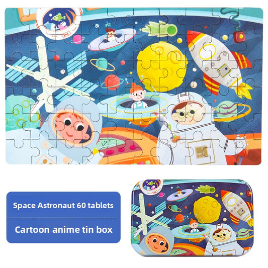 60-Piece Wooden Puzzle for Kids – Illustrated Themes & Storage Tin Wonder Kids Toy