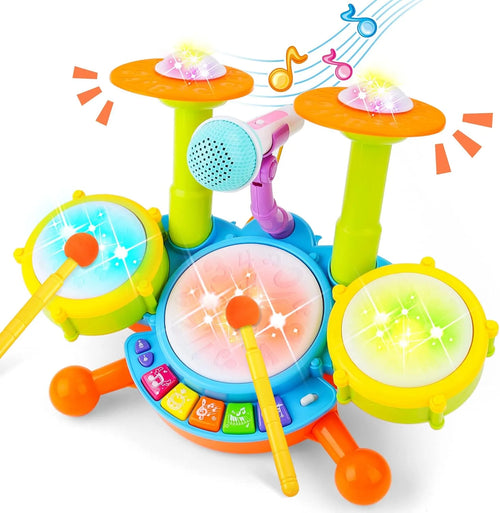 Drum Sets for Kids, Toys for 1 Year Old, Educational Learning Toys for 2 3 4 5 6 Year, Light up Baby Music Toy for Boys Girls Birthday Gift