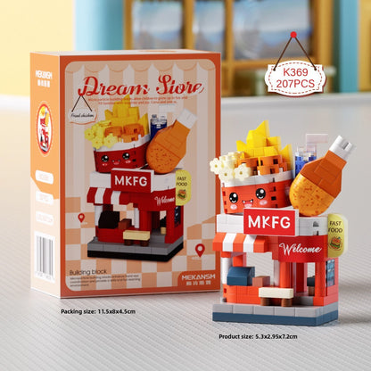 Mini City Street Building Blocks Set fried chicken shop 207 micro particles