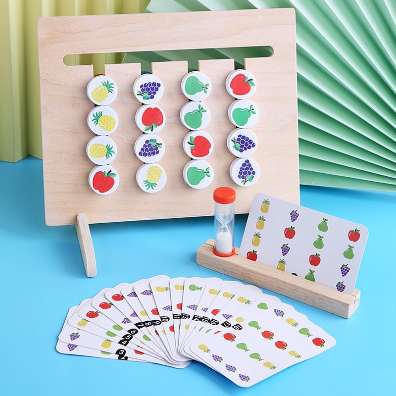 Wooden Four-Color Matching Game – Fruit, Animal & Ocean Themes