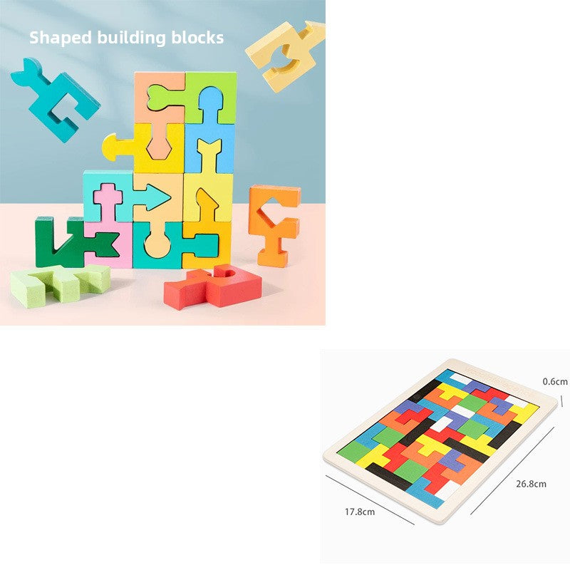 Wooden Shape Matching Blocks – 16-Piece & Puzzle Bundles