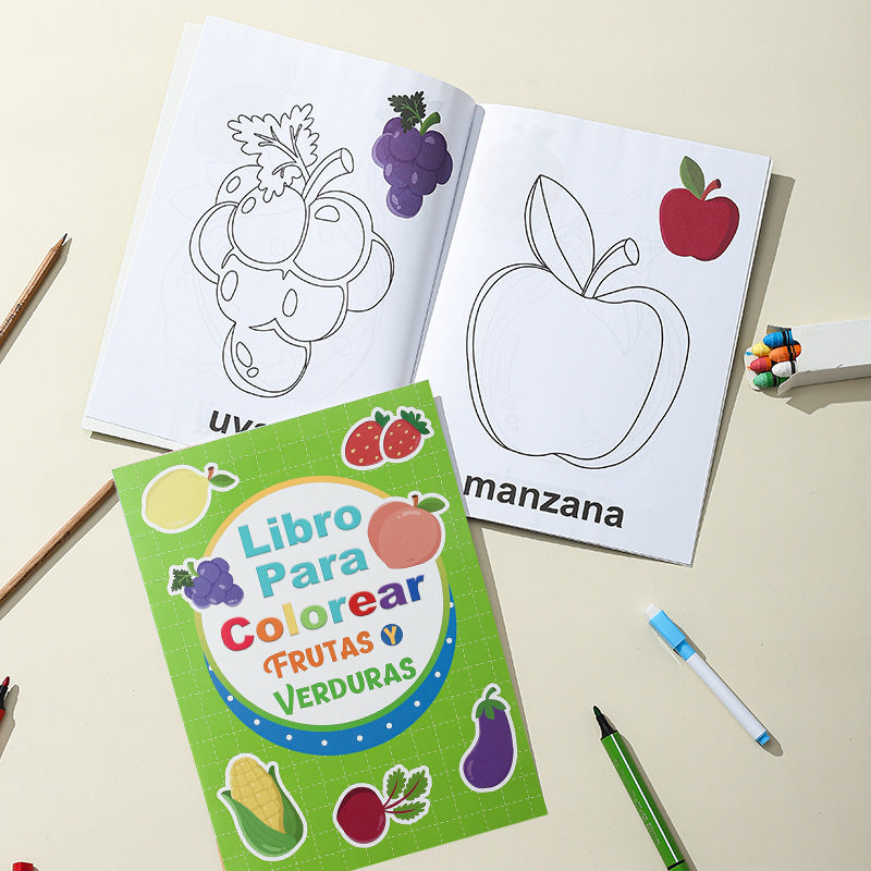 A4 Spanish Early Childhood Educational Cognitive Coloring Book Simple Drawing Doodle Book 16 Pages