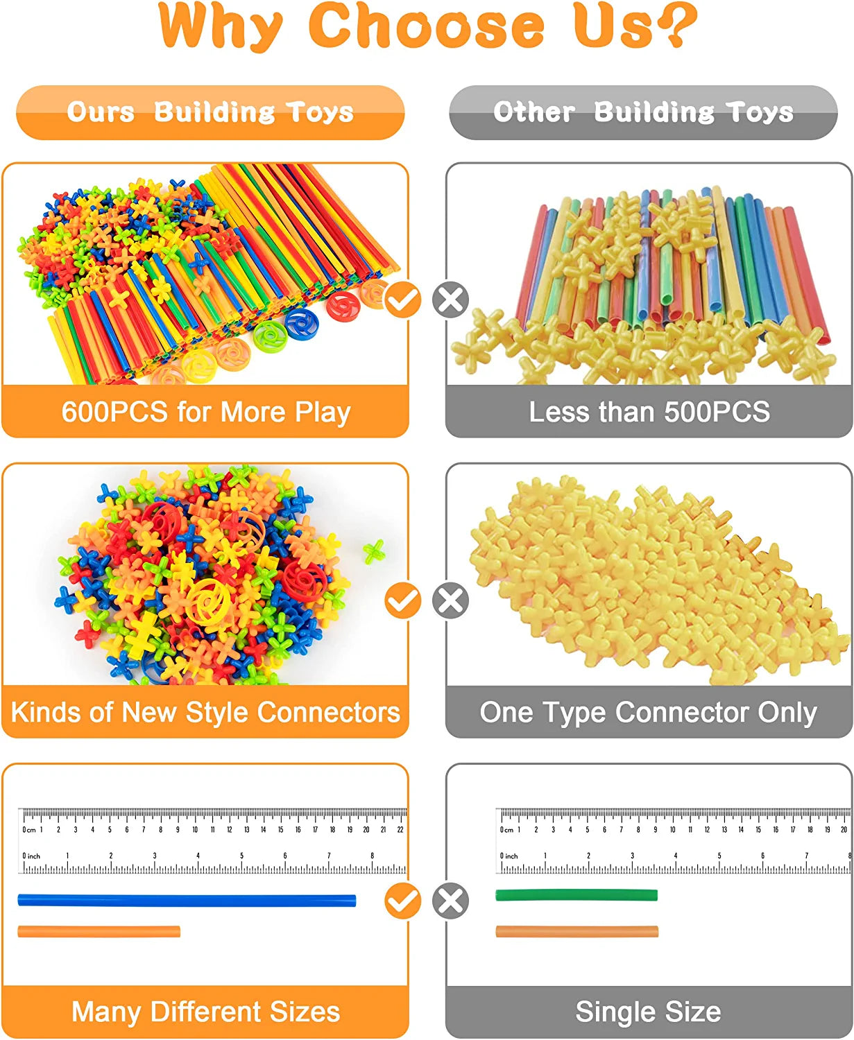 Straw Constructor STEM Building Toys 600Pcs Interlocking Toys Engineering Toys Thin Tube Blocks Connectors Toy Educational Toy Kit for Kids 3 4 5 6 7+ Years Boys and Girls