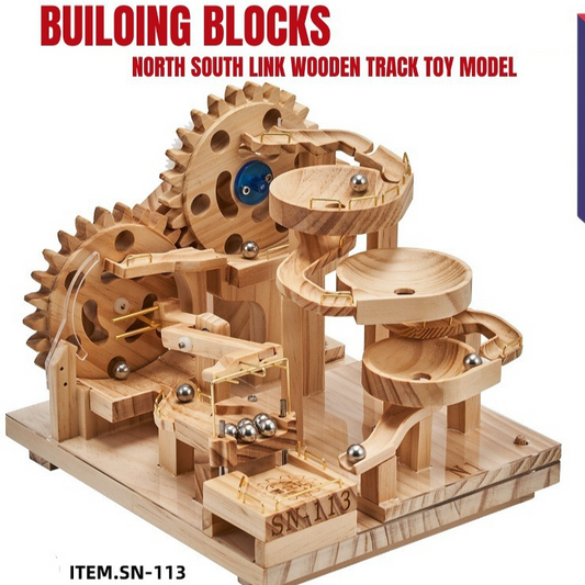 Wooden Electric Ball Track STEM Puzzle Toy SN-113 3 aa battery models EN P