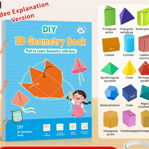 DIY Geometry Activity Book – 9, 12 or 15 Shape Designs Wonder Kids Toy