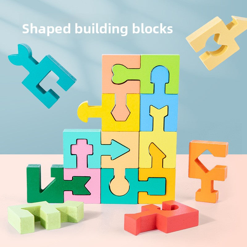 Wooden Shape Matching Blocks – 16-Piece & Puzzle Bundles