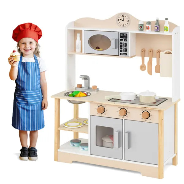 Gray Wooden Play Kitchen for Kids