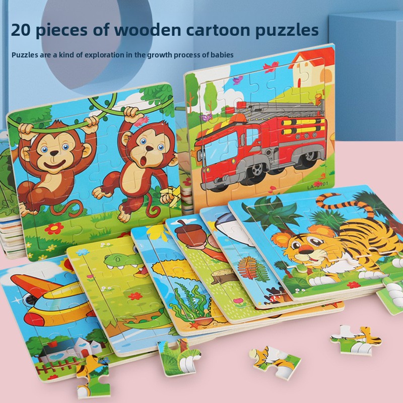 Wooden Cartoon Puzzle Set for Kids