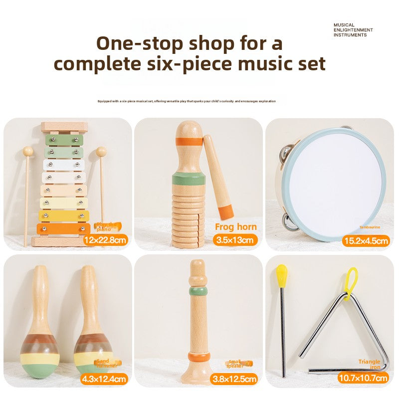 Montessori Wooden Musical Instrument Set Color Box Music 6pcs