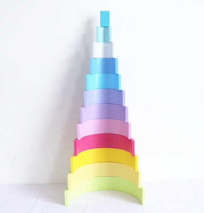 The 33-Inch Mega Rainbow: 12-Pc New Zealand Pine Arch Set for Endless Architectural Discovery