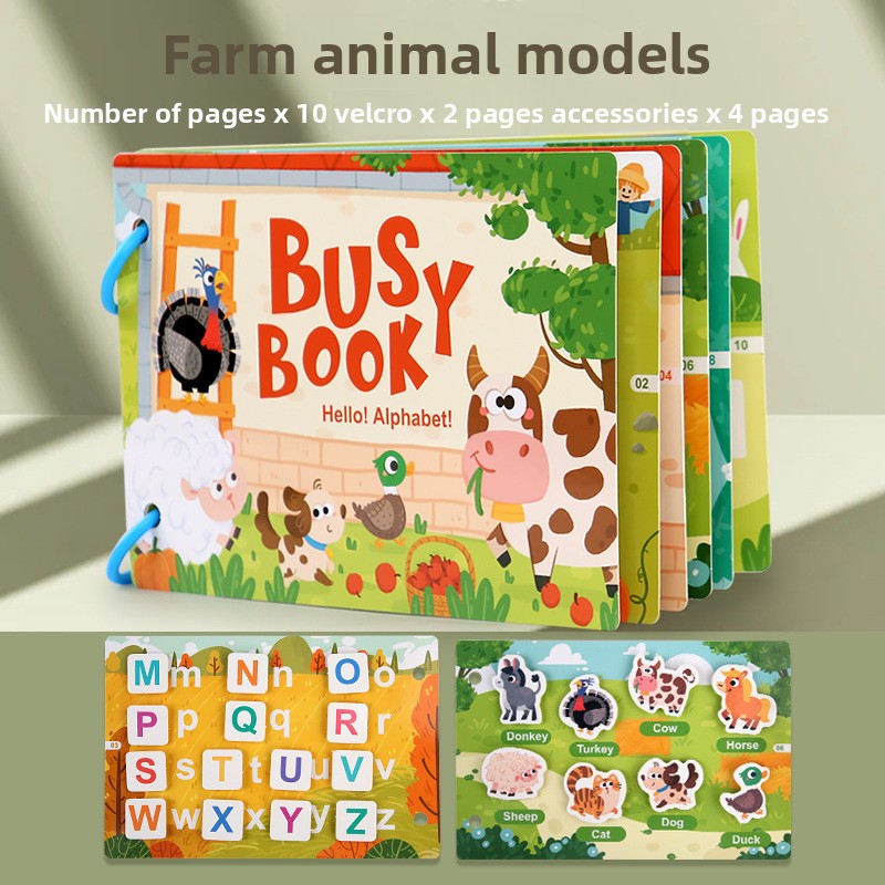 Quiet Sticker Activity Book for Kids Small Farm Alphabet OPP Bag