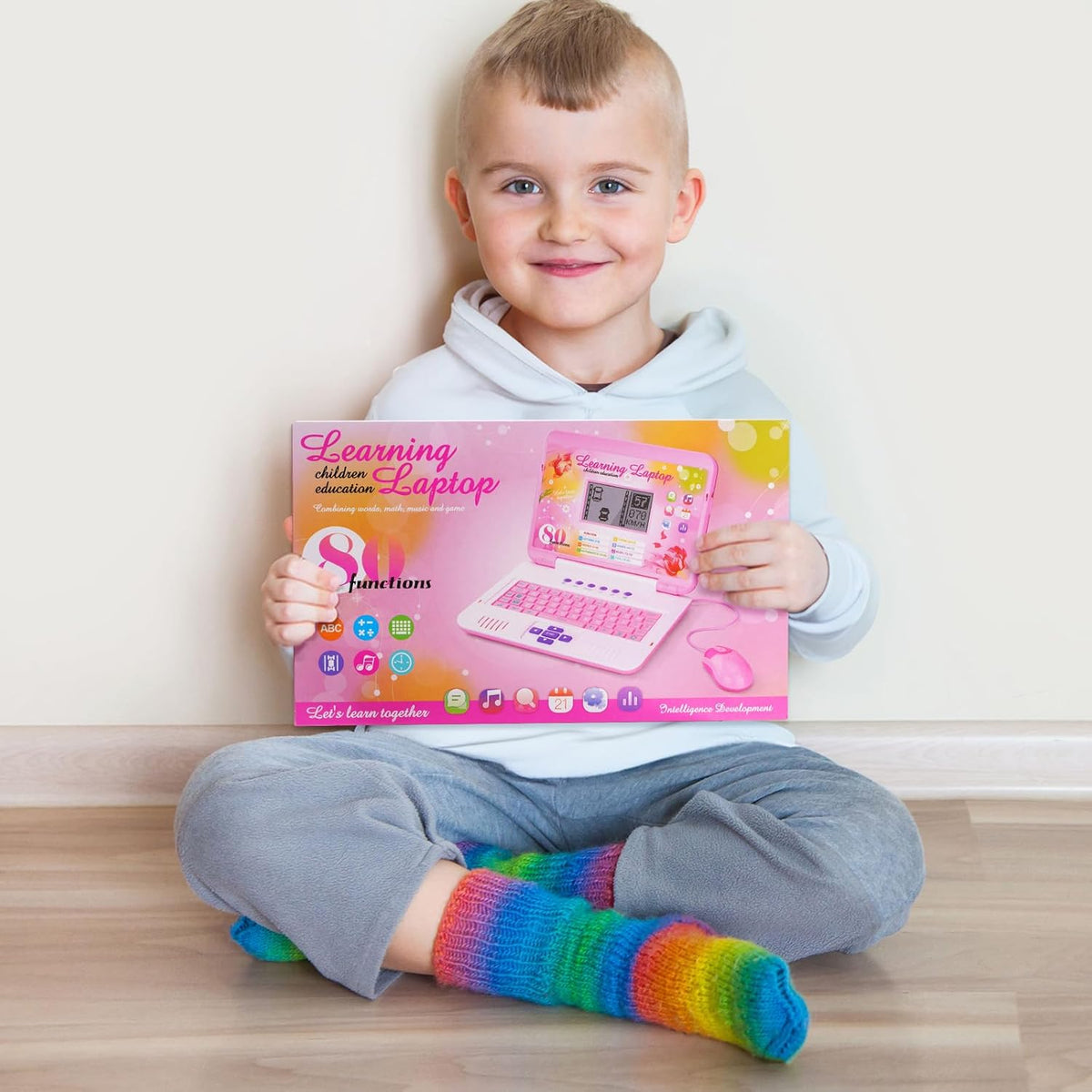 Pink Kids Learning Laptop Toy with Mouse