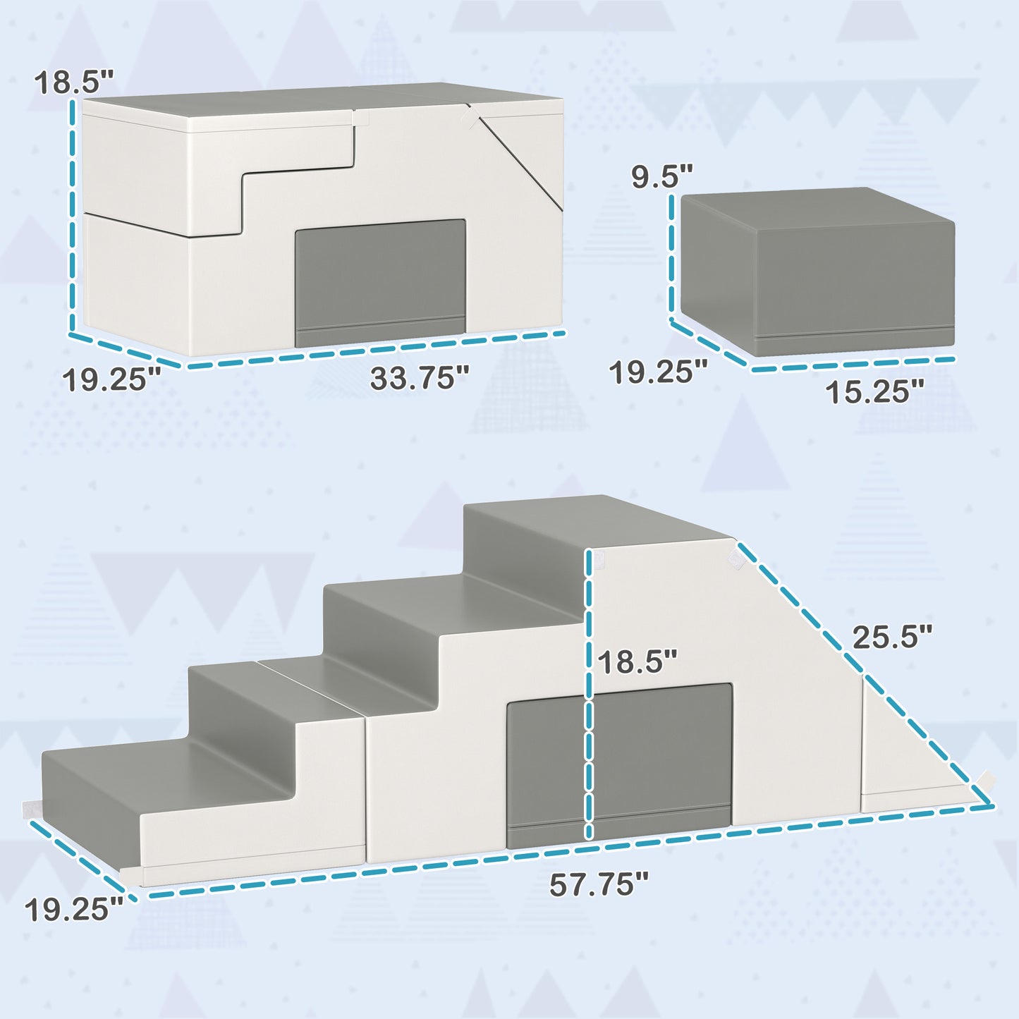 2 Piece Foam Climbing Toys for Toddlers 1-3 Years to Slide, Climb and Crawl, Light Gray