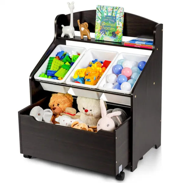 Kids Toy Storage Cabinet and Toy Box Combo