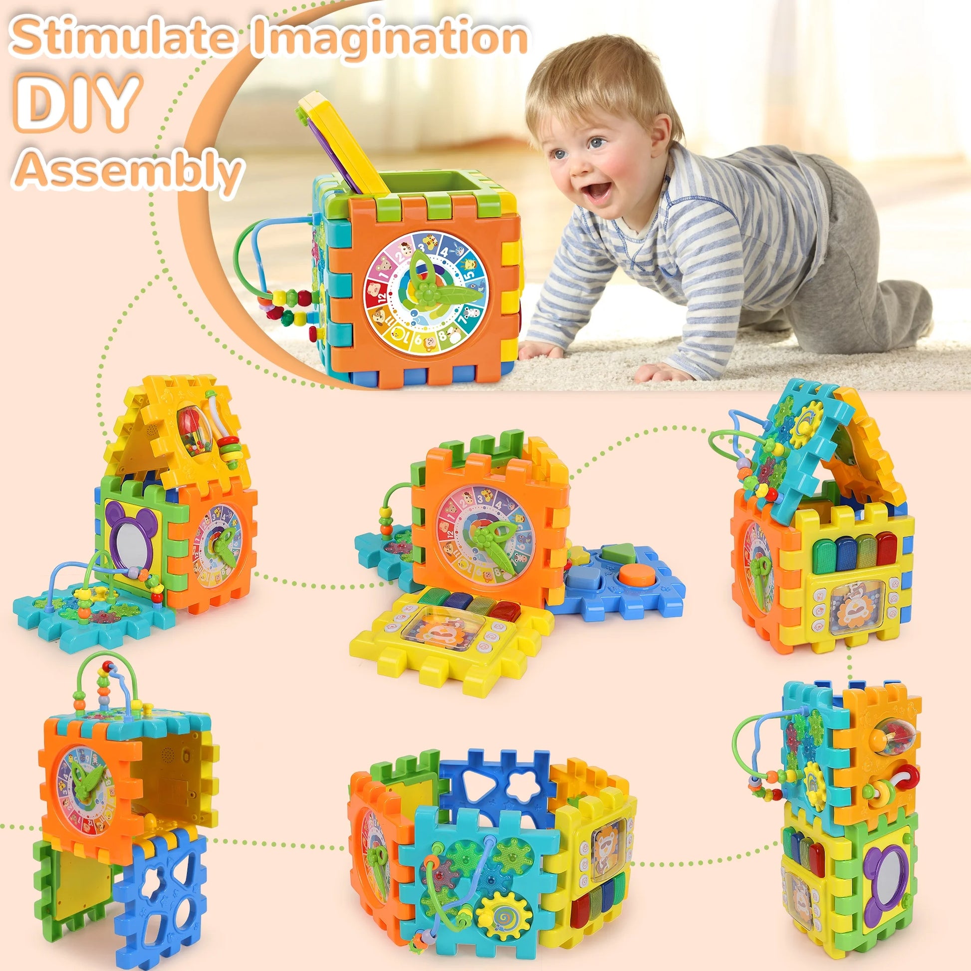 Baby Activity Cube Learning Toys for 6-36 Months, Educational Montessori Toddler Toys Birthday Party Christmas Gifts for Boys Girls (Muti-Color)