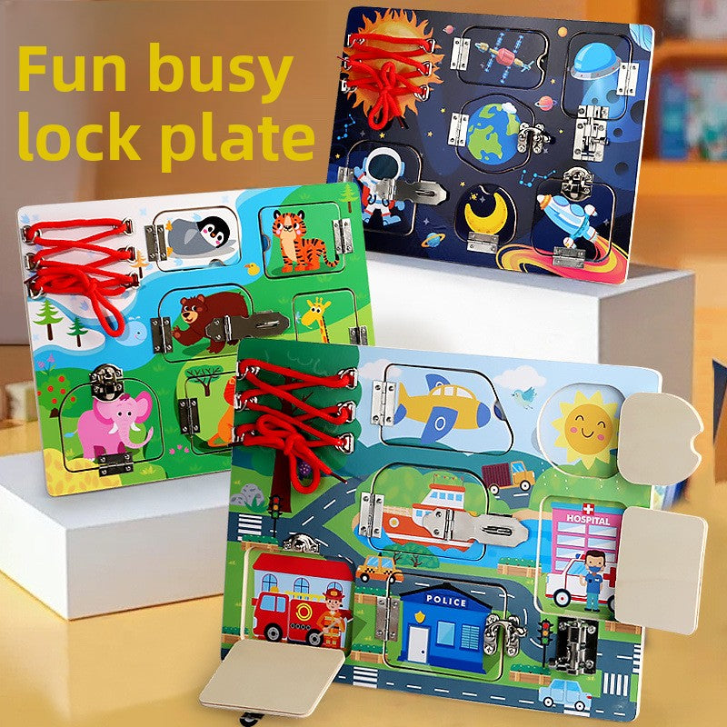 Wooden Latch Busy Board – Traffic, Animal or Space