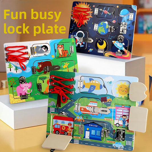 Wooden Latch Busy Board – Traffic, Animal or Space